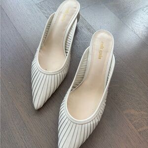 Cult Gaia Ivory Pleated Slingback Heels